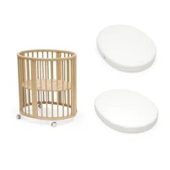 Pack berceau sleepi natural + matelas mini sleepi + drap housse blanc