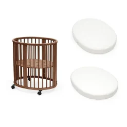 Pack berceau sleepi warm brown + matelas mini sleepi + drap housse blanc