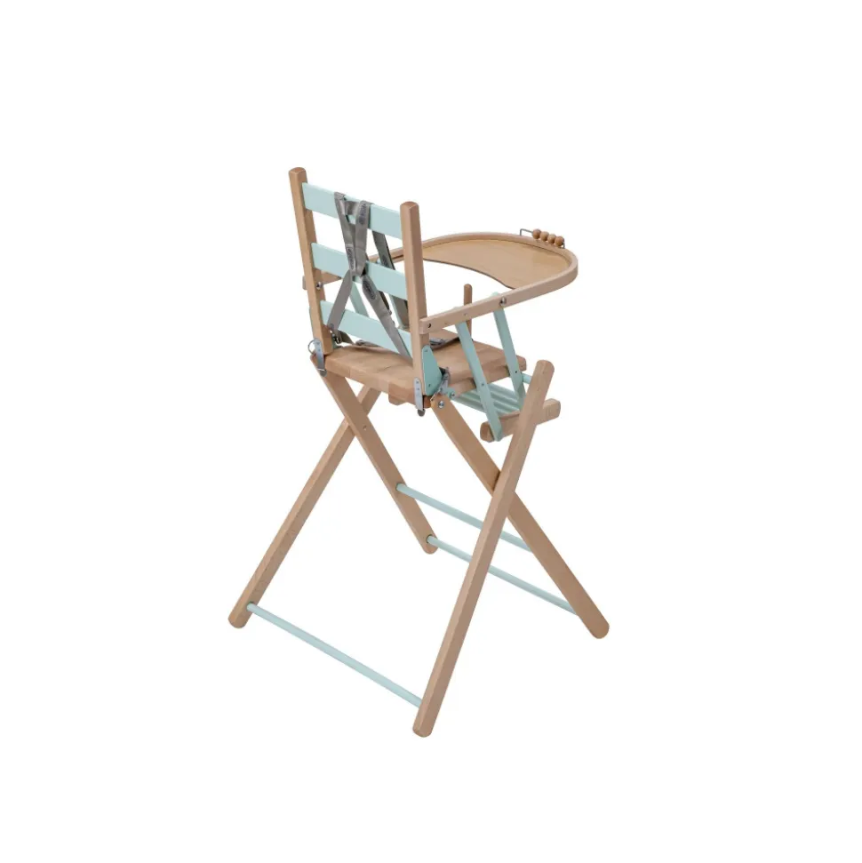Pack chaise haute pliante sarah hybride vert mint et sa tablette blanche amovible