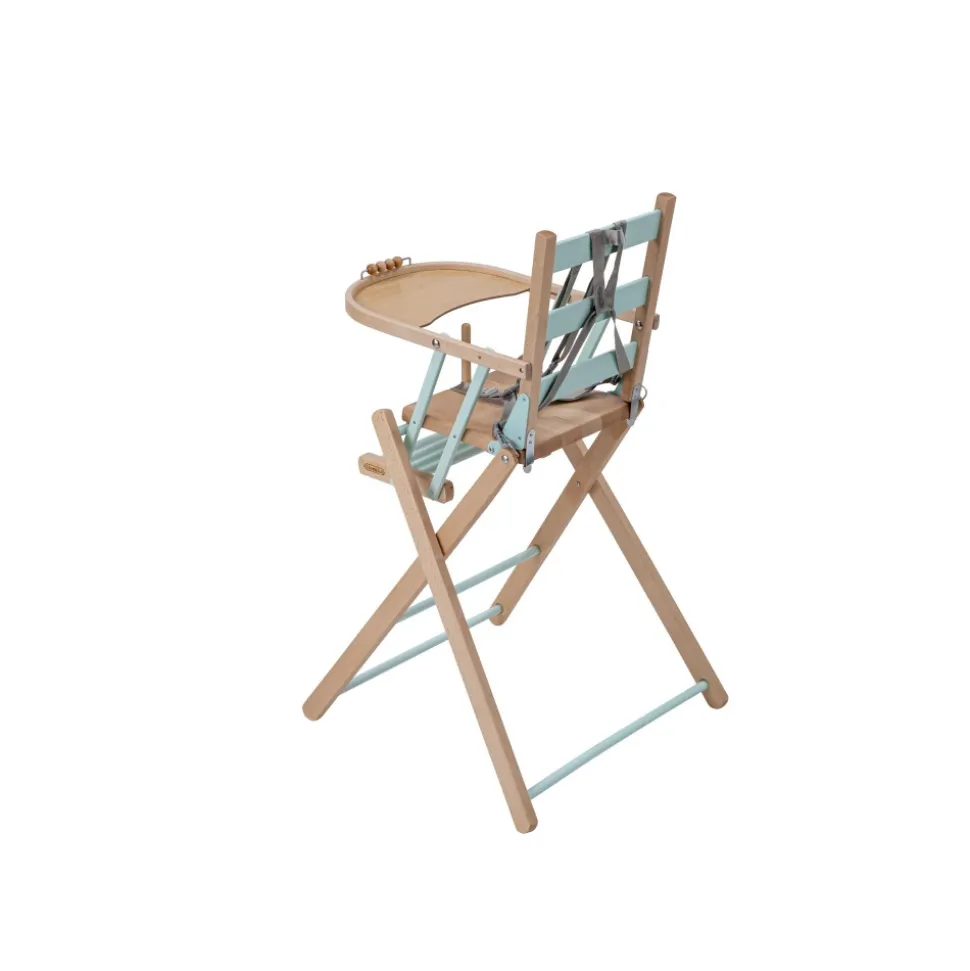 Pack chaise haute pliante sarah hybride vert mint et sa tablette blanche amovible