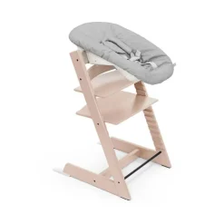 Pack chaise haute tripp trapp hêtre serene pink + newborn set gris