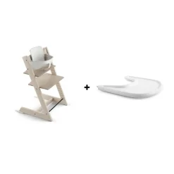 Pack chaise haute tripp trapp + baby set + tablette blanchi