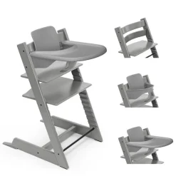 Pack chaise haute tripp trapp avec son baby set et sa tablette gris tempête