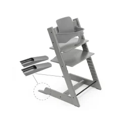 Pack chaise haute tripp trapp avec son baby set et sa tablette gris tempête