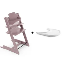 Pack chaise haute tripp trapp avec son baby set et sa tablette mauve