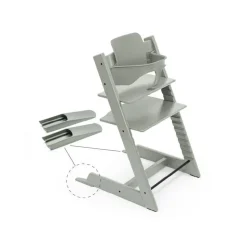 Pack chaise haute tripp trapp hêtre blanchi + newborn set gris