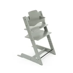 Pack chaise haute tripp trapp hêtre blanchi + newborn set gris
