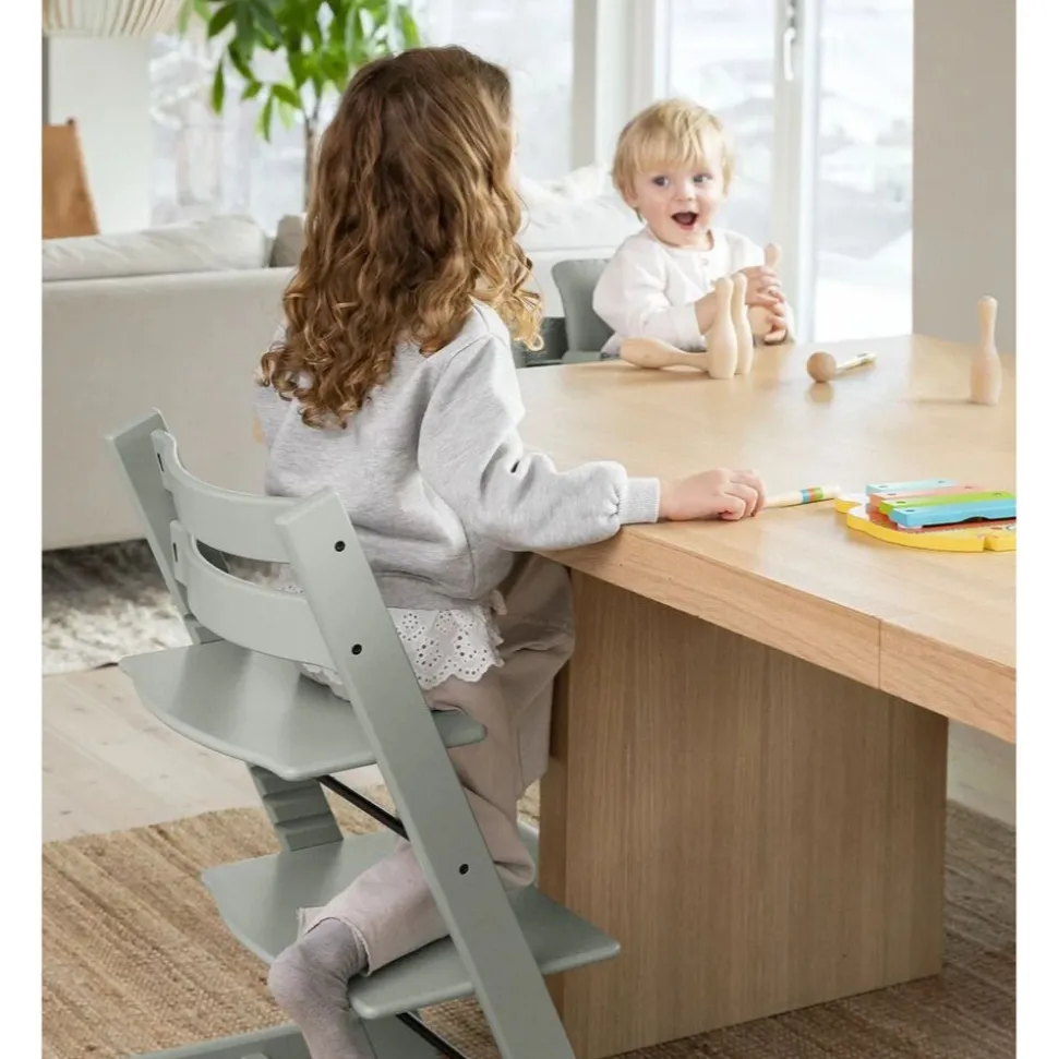 Pack chaise haute tripp trapp hetre vert glacier + newborn gris