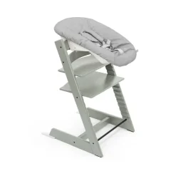 Pack chaise haute tripp trapp hetre vert glacier + newborn gris