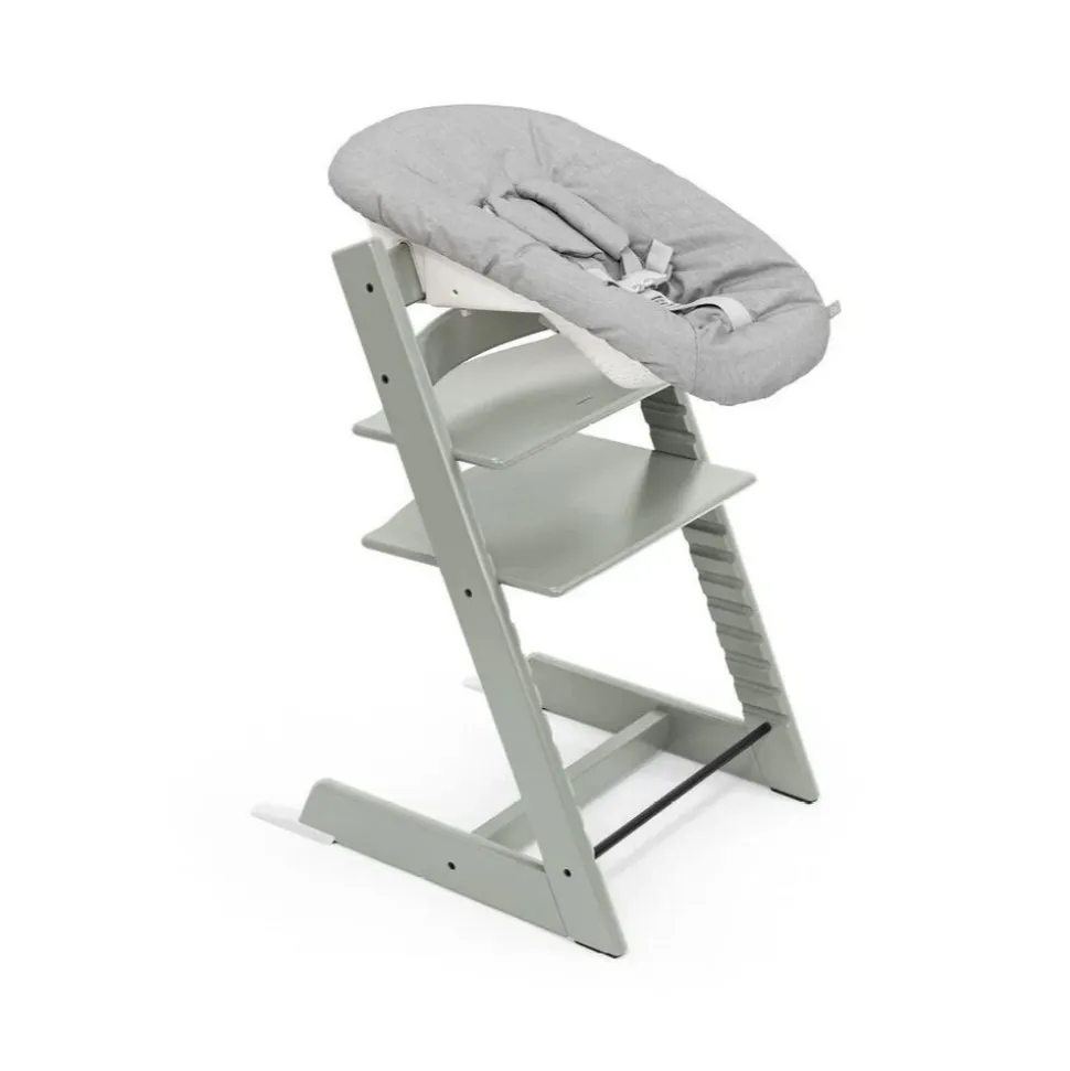Pack chaise haute tripp trapp hetre vert glacier + newborn gris