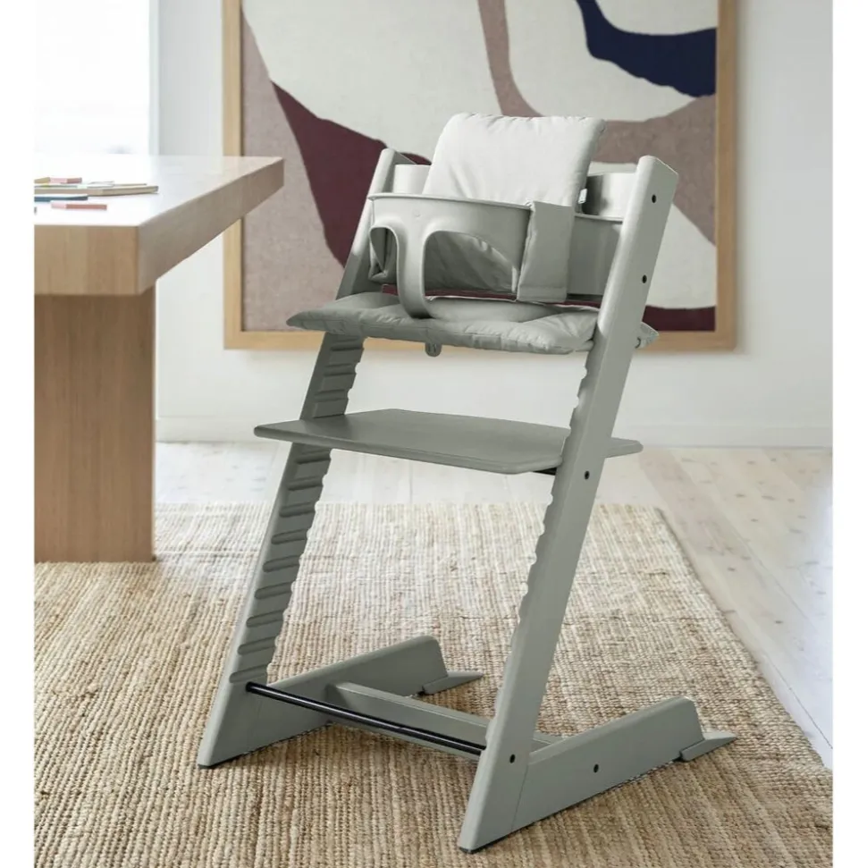 Pack chaise haute tripp trapp hetre vert glacier + newborn gris