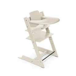 Pack chaise haute tripp trapp hêtre vanilla white + newborn set gris