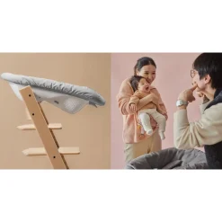 Pack chaise haute tripp trapp hêtre vanilla white + newborn set gris