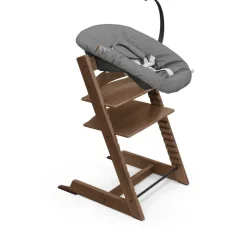 Pack chaise haute tripp trapp hêtre warm brown + newborn set gris