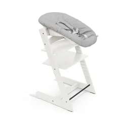 Pack chaise haute tripp trapp hêtre blanc + newborn set gris