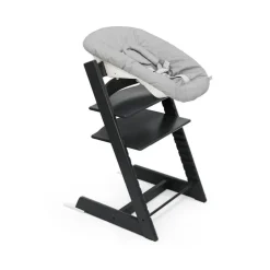Pack chaise haute tripp trapp hêtre black + newborn set gris