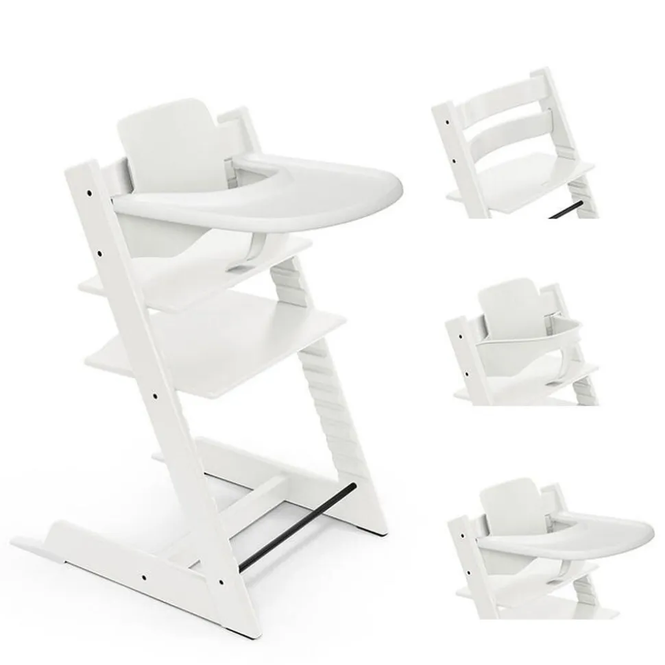 Pack chaise haute tripp trapp avec son baby set et sa tablette blanc