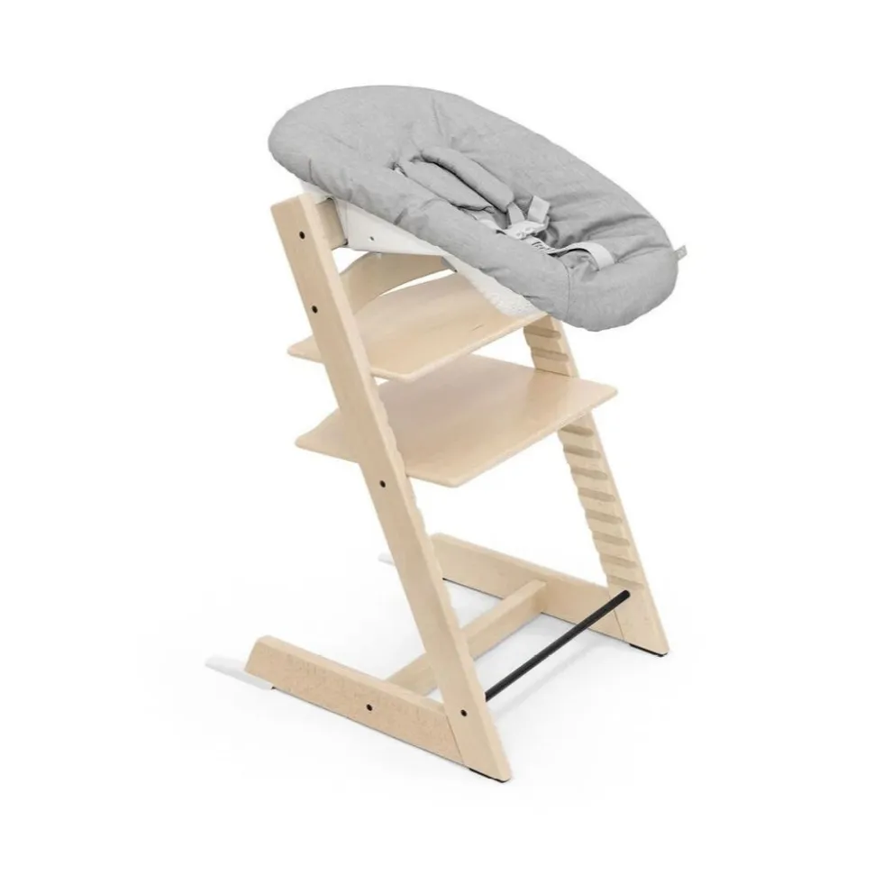 Pack chaise haute tripp trapp hêtre naturel + newborn set gris