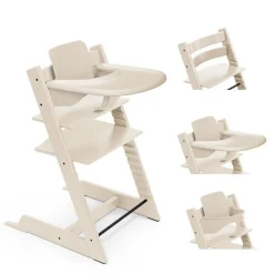 Pack chaise haute tripp trapp avec son baby set et sa tablette vanilla white