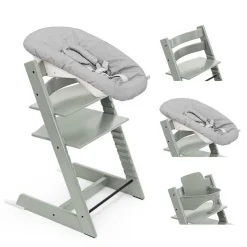 Pack chaise haute tripp trapp avec son newborn set et son baby set glacier green