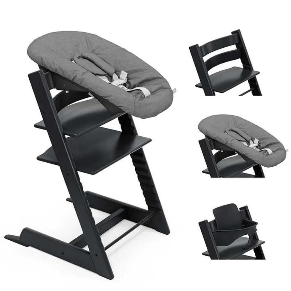 Pack chaise haute tripp trapp avec son newborn set et son baby set black