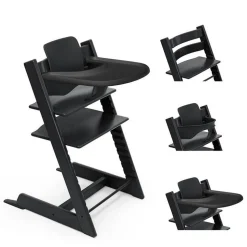 Pack chaise haute tripp trapp avec son baby set et sa tablette noir