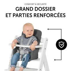 Pack chaise haute évolutive alpha naturelle avec tablette alpha click tray white+alpha cosy select jersey charcoal