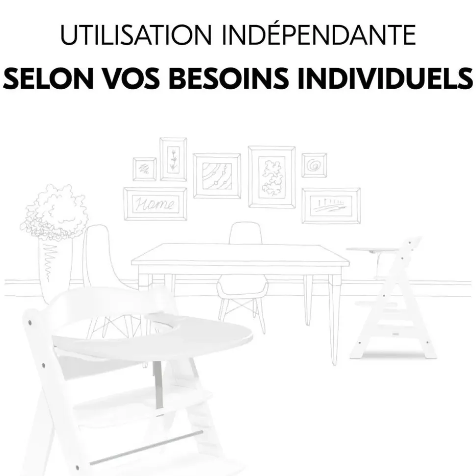 Pack chaise haute évolutive alpha naturelle avec tablette alpha click tray white+alpha cosy select jersey charcoal