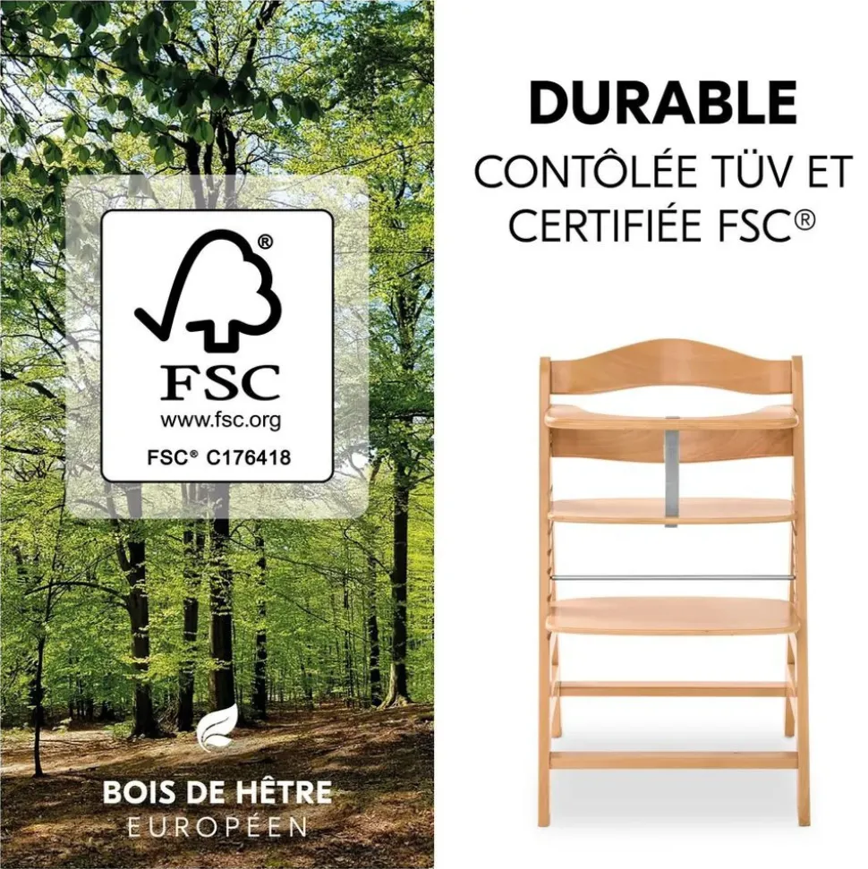 Pack chaise haute évolutive alpha naturelle avec tablette alpha click tray white+alpha cosy select jersey charcoal
