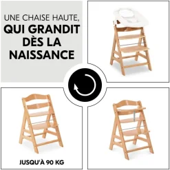 Pack chaise haute évolutive alpha naturelle avec tablette alpha click tray white+alpha cosy select jersey charcoal