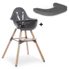 Pack chaise haute évolutive evolu 2 grise + tablette grise