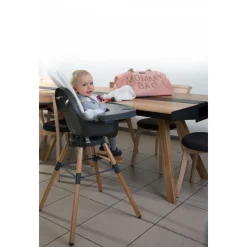 Pack chaise haute évolutive evolu 2 grise + tablette grise