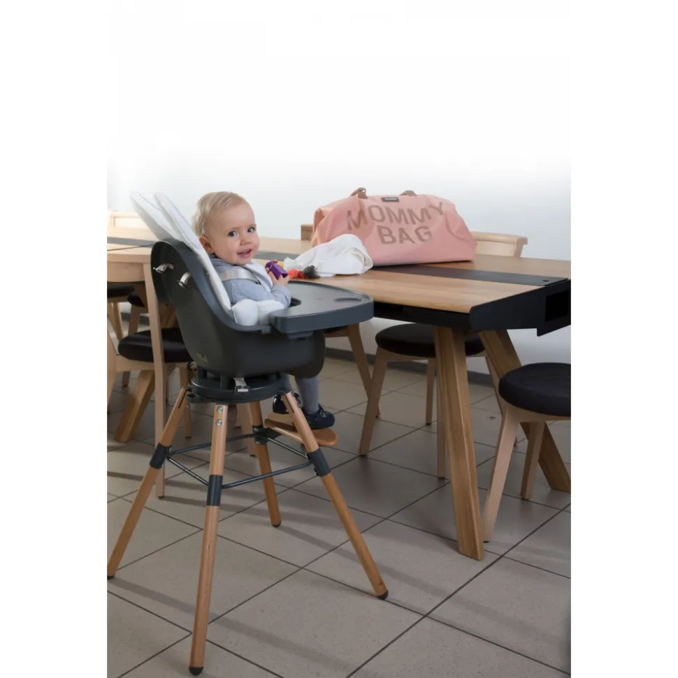 Pack chaise haute évolutive evolu 2 grise + tablette grise