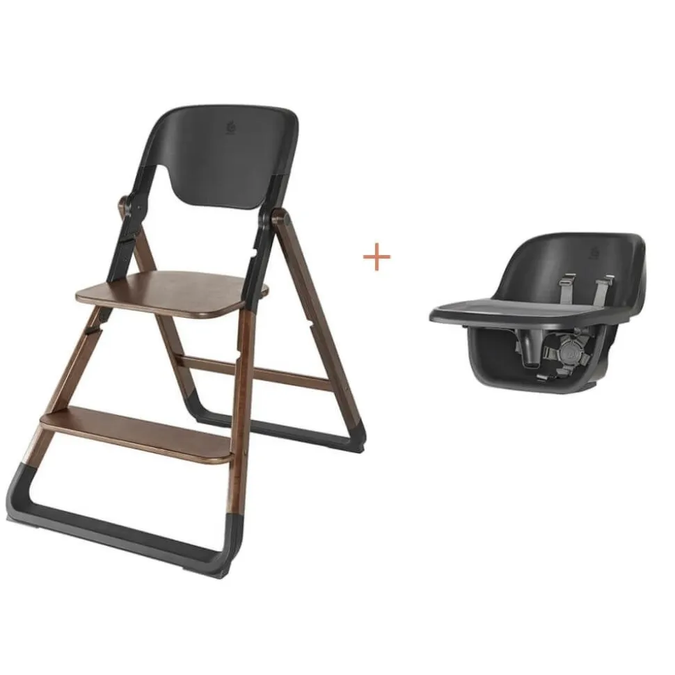 Pack chaise haute évolutive evolve + siège bébé bois foncé