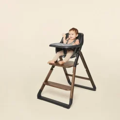 Pack chaise haute évolutive evolve + siège bébé bois foncé