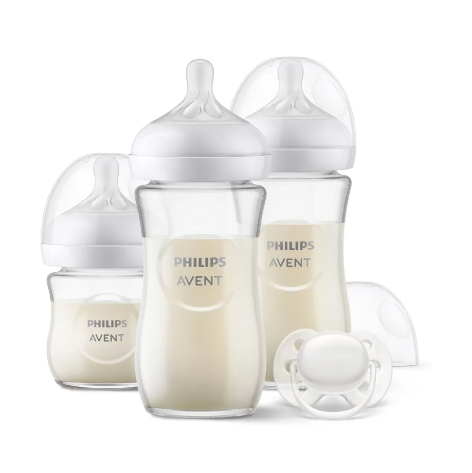 Pack chauffe biberon électrique scf358/00 + coffret 3 biberons natural response verre + 1 sucette scd878/11