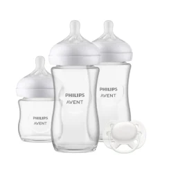 Pack chauffe biberon électrique scf358/00 + coffret 3 biberons natural response verre + 1 sucette scd878/11