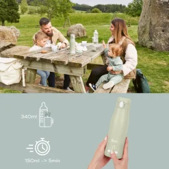 Pack chauffe biberon nomade moov and feed vert sauge + boîte doseuse babydose