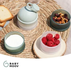 Pack chauffe biberon nomade moov and feed vert sauge + boîte doseuse babydose
