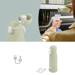 Pack chauffe biberon nomade moov and feed vert sauge + boîte doseuse babydose