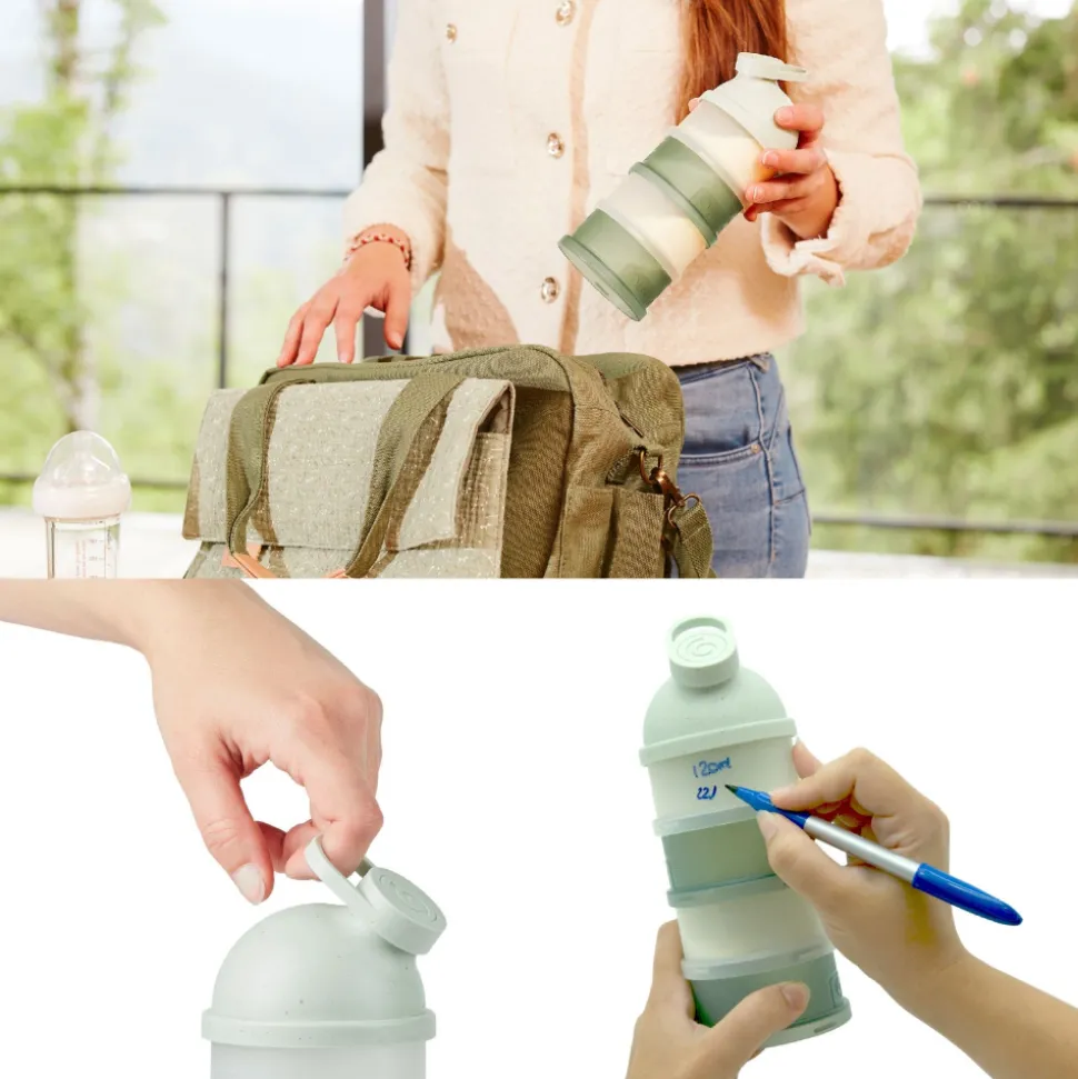 Pack chauffe biberon nomade moov and feed vert sauge + boîte doseuse babydose