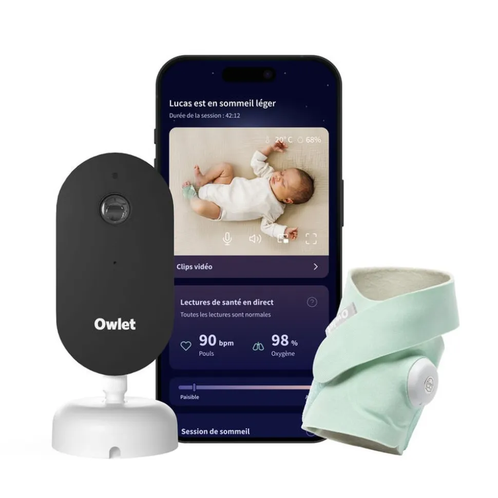 Pack chaussette connectée dream sock menthe + caméra bébé dream sight