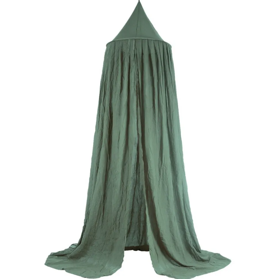 Pack ciel de lit vintage 245 cm ash green + flèche de lit messing gold