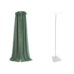 Pack ciel de lit vintage 155 cm ash green + flèche de lit blanche