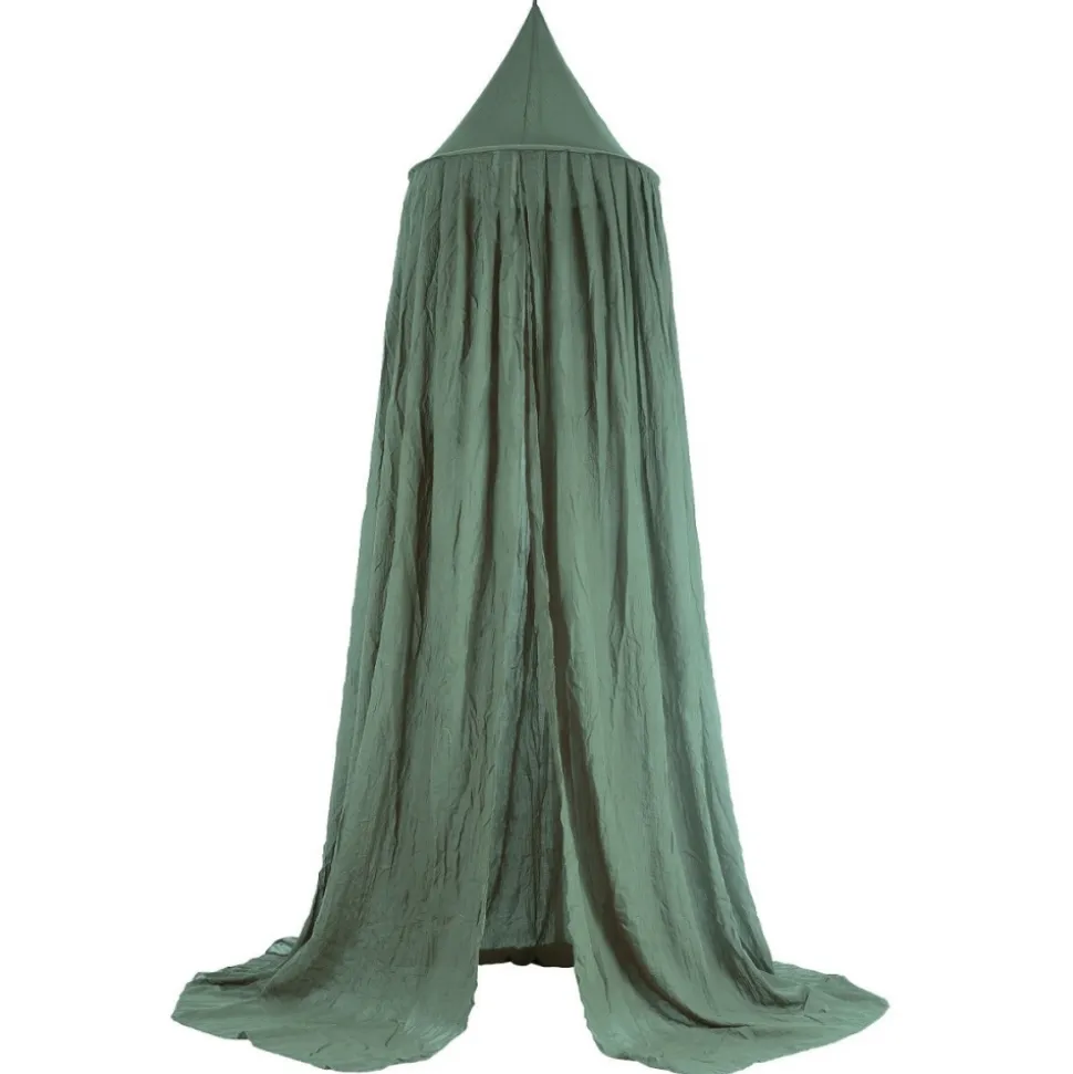 Pack ciel de lit vintage 245 cm ash green + flèche de lit blanche