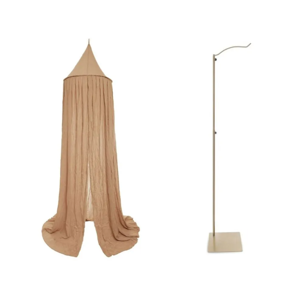 Pack ciel de lit vintage 245 cm biscuit + flèche de lit messing gold