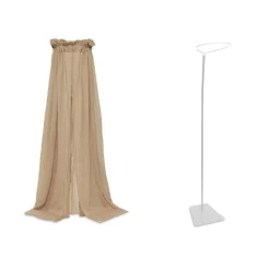 Pack ciel de lit vintage 155 cm biscuit + flèche de lit blanche