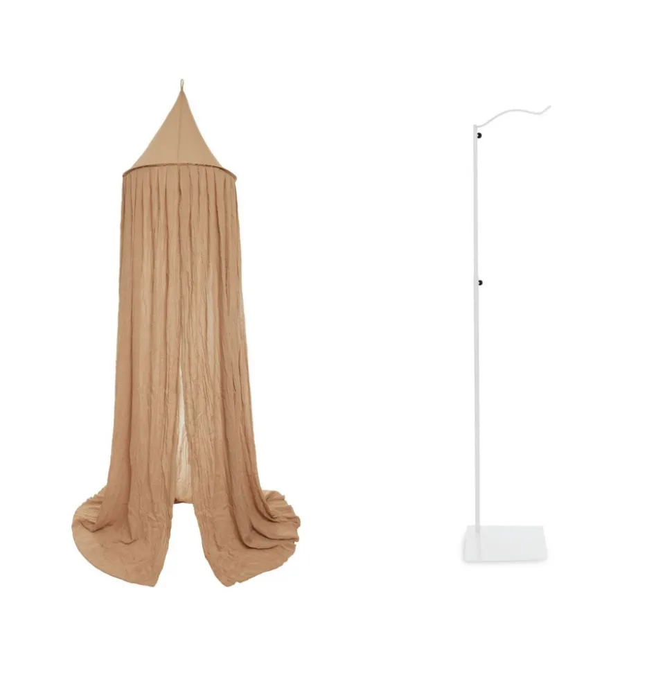 Pack ciel de lit vintage 245 cm biscuit + flèche de lit blanche