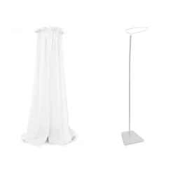Pack ciel de lit vintage 155 cm blanc + flèche de lit blanche