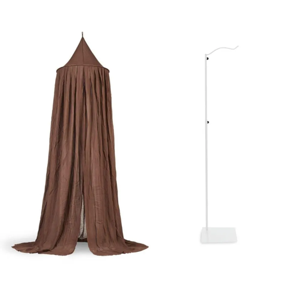 Pack ciel de lit vintage 245 cm chestnut + flèche de lit blanche